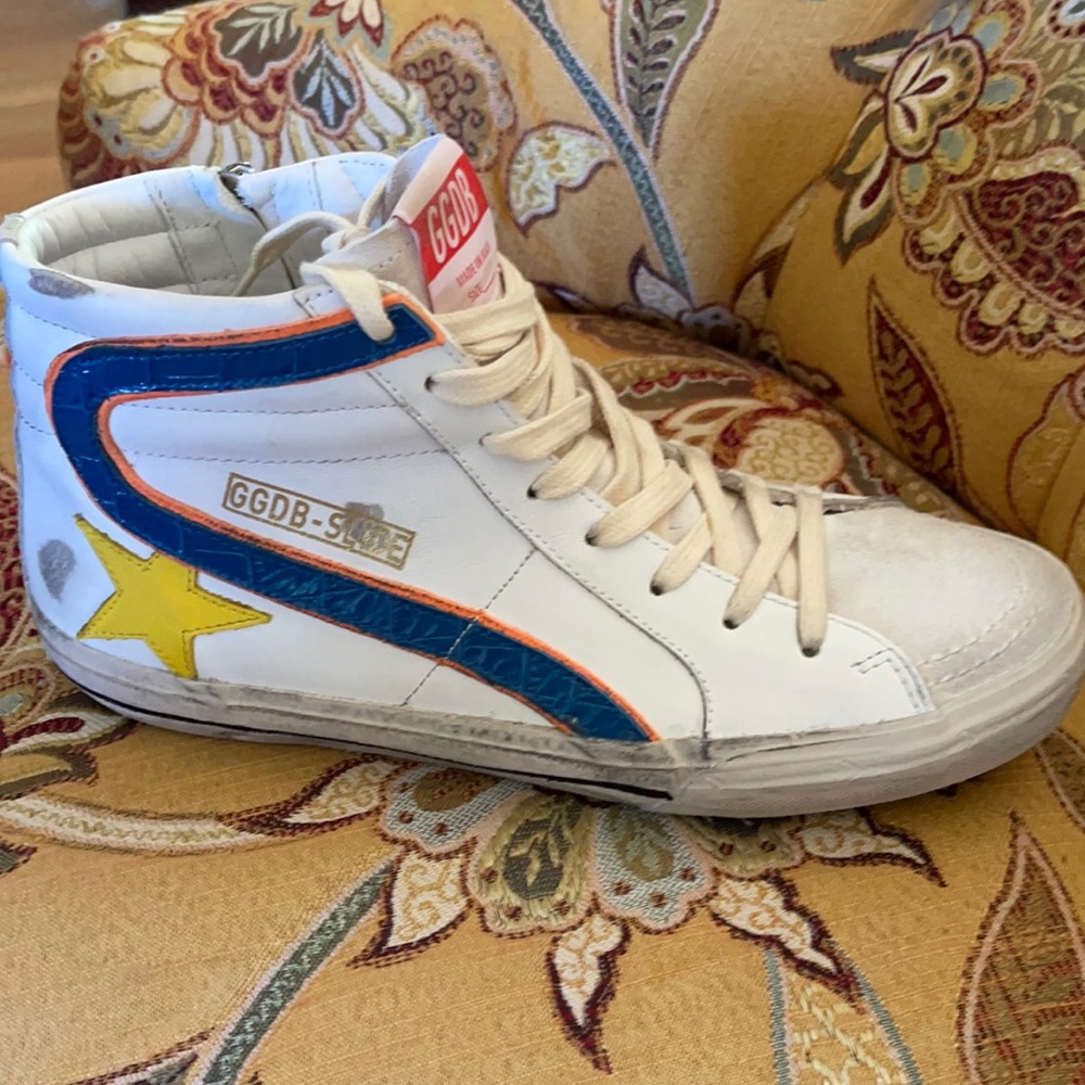 Golden Goose Men’s Slide High-Top Leather Sneakers